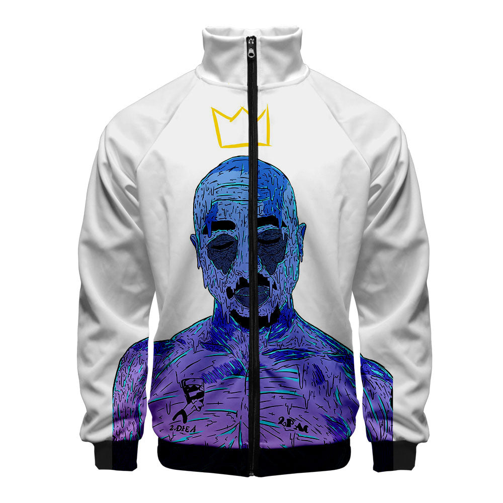 Rap singer 2PAC peripheral 3D color printed casual stand up collar sweatshirt